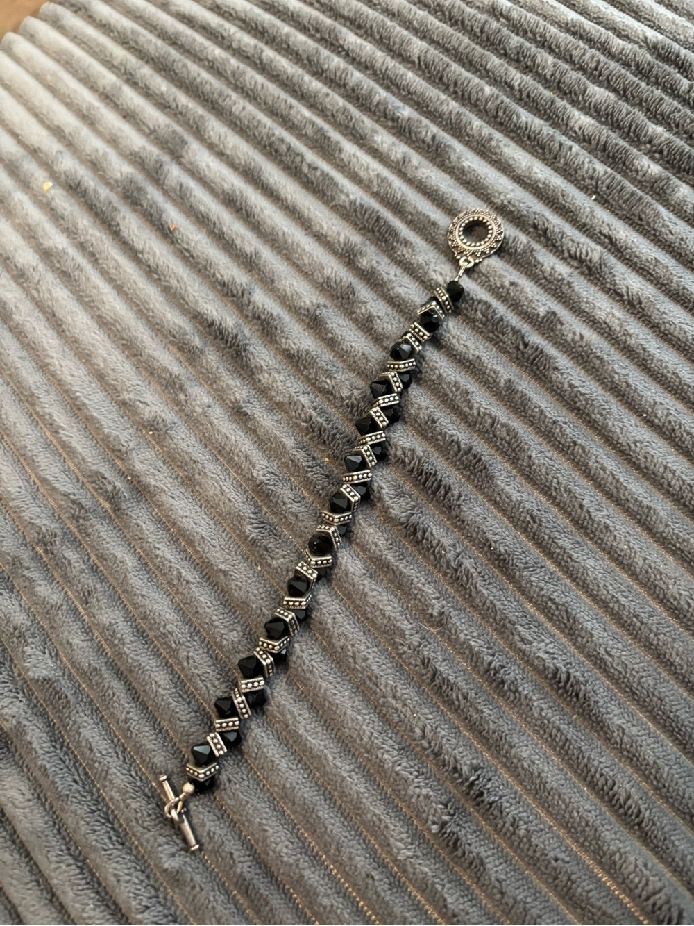 Black Beaded Toggle Bracelet - Women